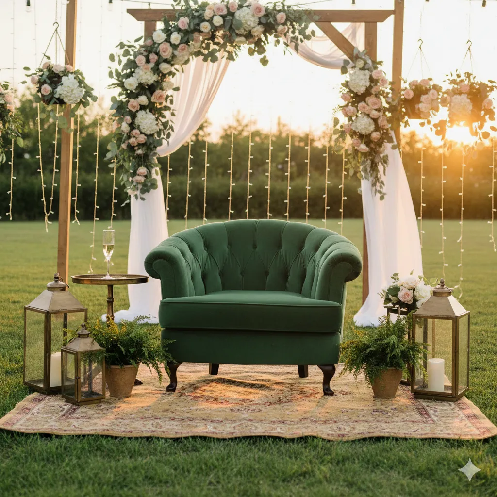 Vintage velvet armchair for event decor